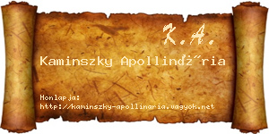 Kaminszky Apollinária névjegykártya